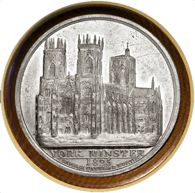 1829 Choir of York Minster Destroyed by Fire 45mm White Metal medal in mahogony presentation box BHM 1361 E1208