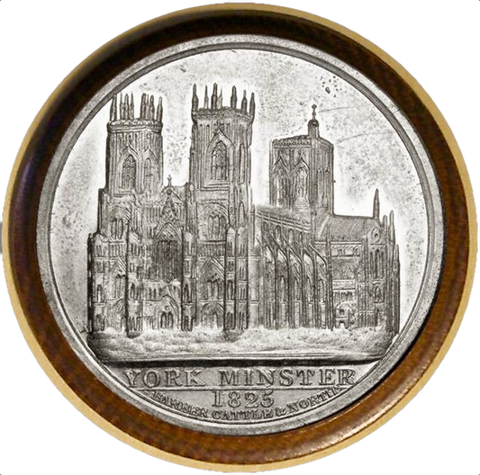 1829 Choir of York Minster Destroyed by Fire 45mm White Metal medal in mahogony presentation box BHM 1361 E1208
