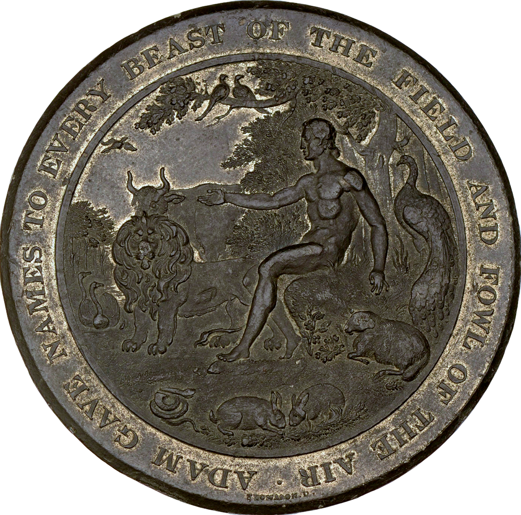 1830 Medallic Bible, Genesis 73mm white metal medal by E Thomason BHM 1468 E1238