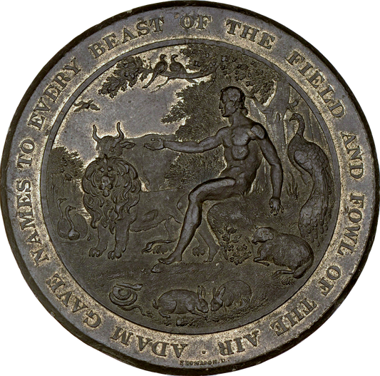 1830 Medallic Bible, Genesis 73mm white metal medal by E Thomason BHM 1468 E1238