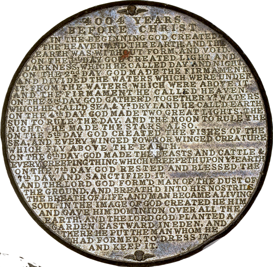 1830 Medallic Bible, Genesis 73mm white metal medal by E Thomason BHM 1468 E1238