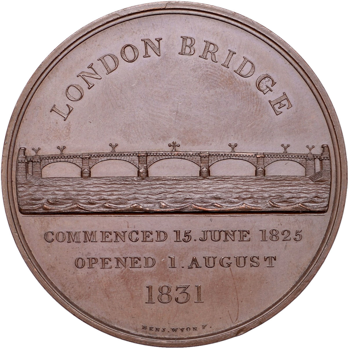 1831 Opening of London Bridge 51mm bronze medal by B Wyon BHM 1544 E 1245