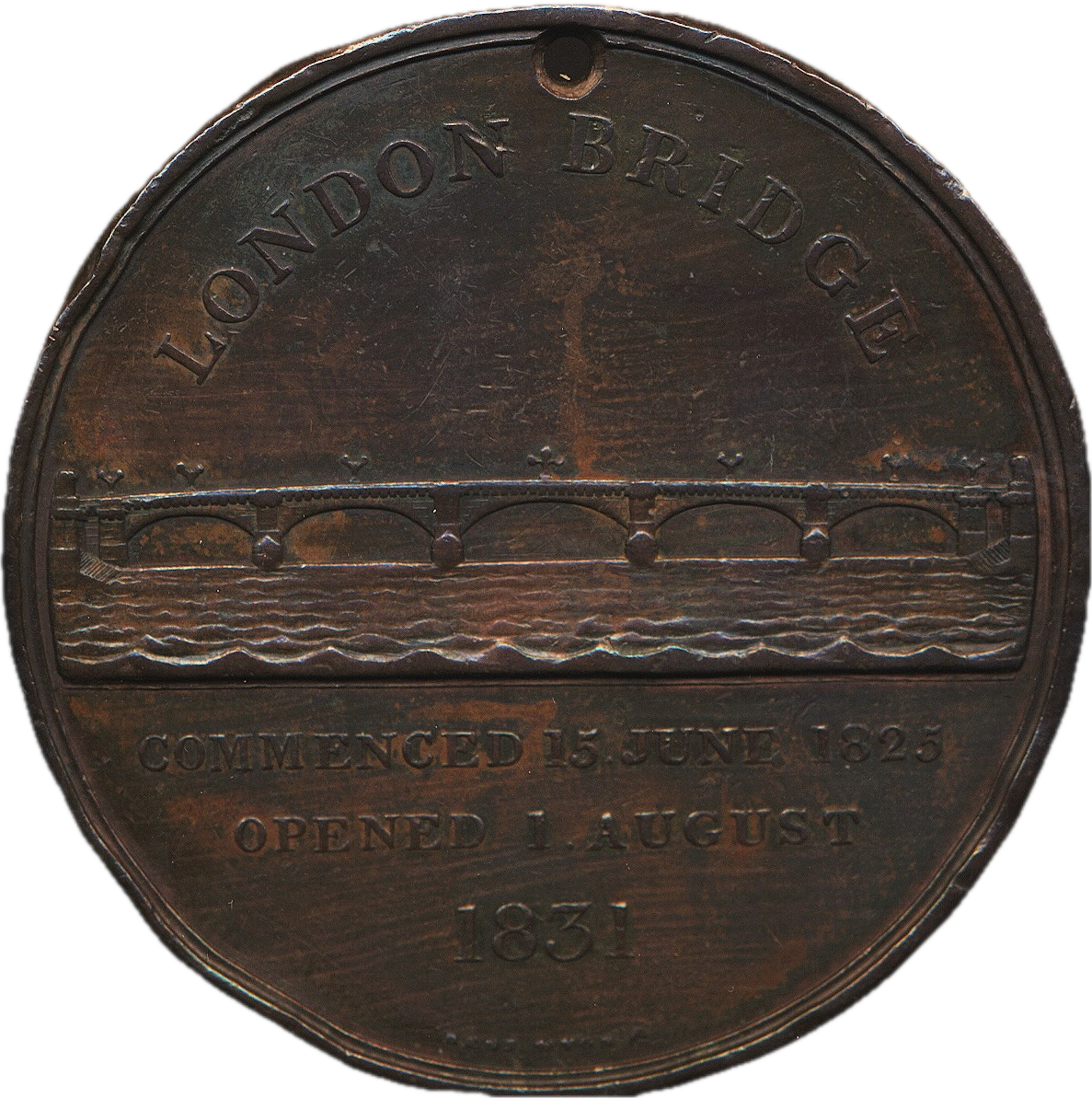 1831 Opening of London Bridge 51mm bronze medal by B Wyon BHM 1544