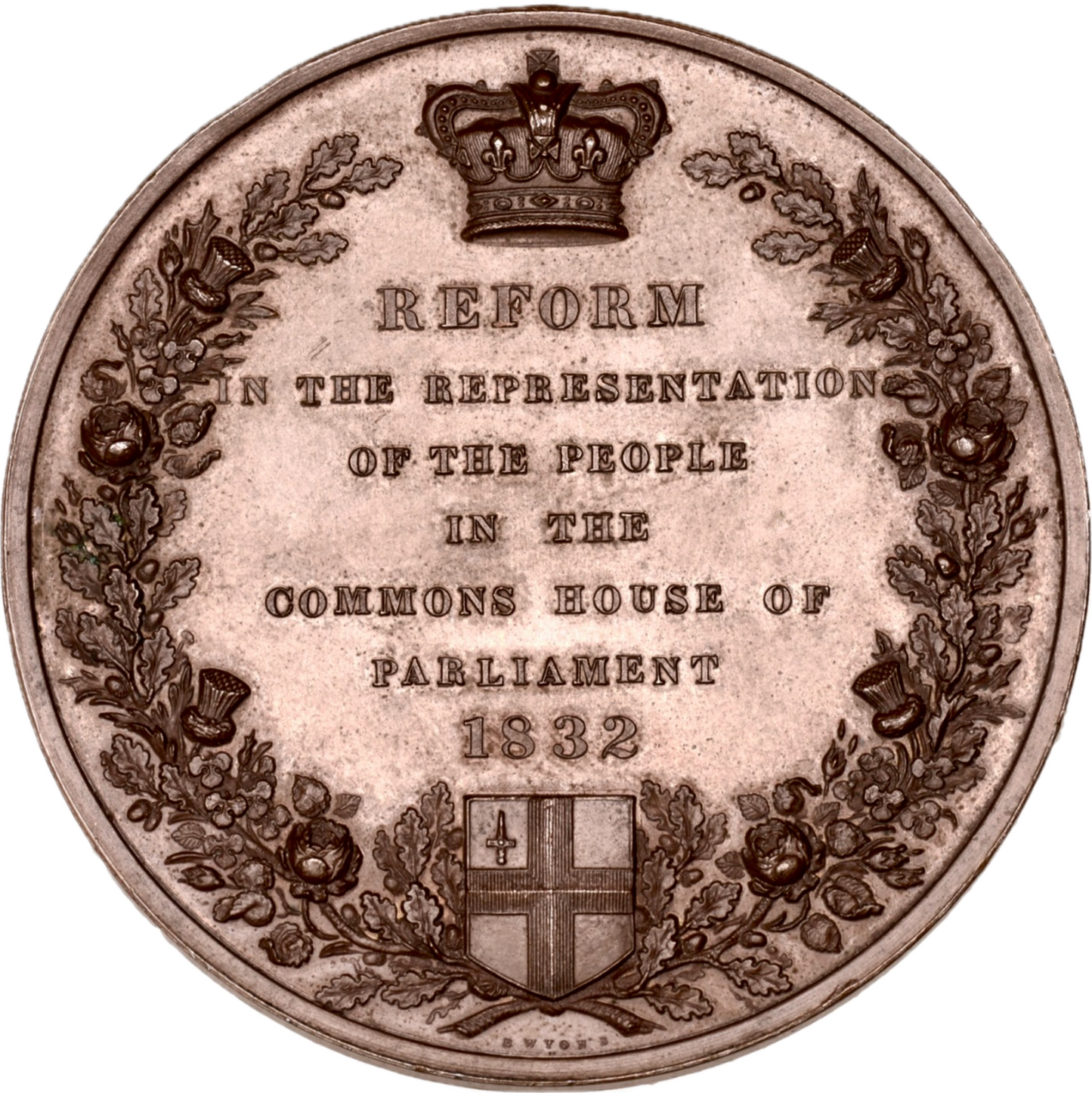 1832 The Reform Bill 51mm copper medal by Wyon BHM 1603 E1254 EF