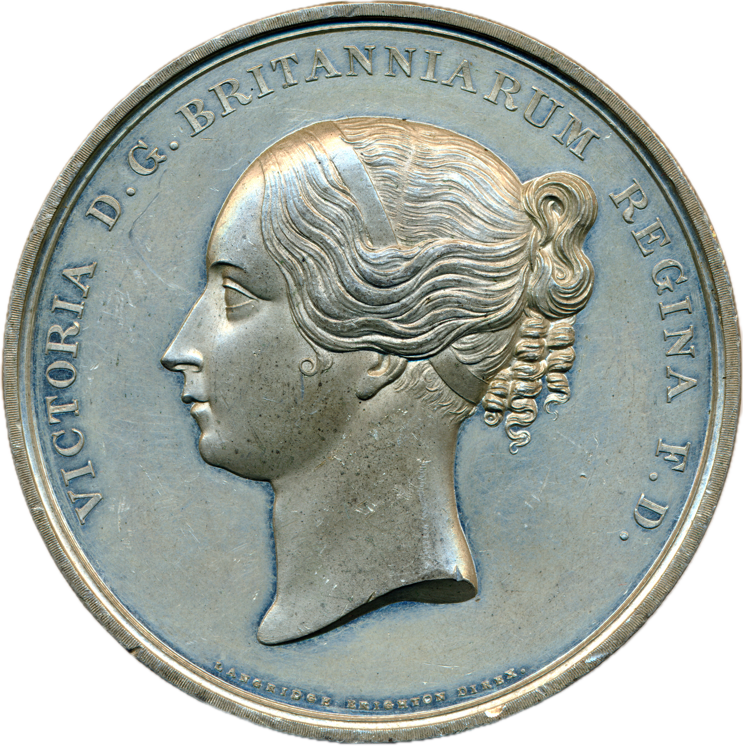 1837 Victoria visit to Royal Pavilion Brighton 58mm white metal medal BHM 1797 NEF RR