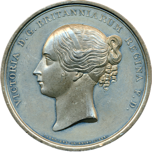 1837 Victoria visit to Royal Pavilion Brighton 58mm white metal medal BHM 1797 NEF RR