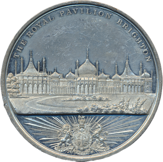 1837 Victoria visit to Royal Pavilion Brighton 58mm white metal medal BHM 1797 NEF RR