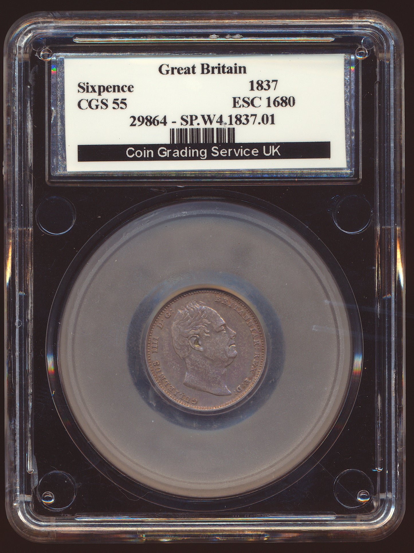 1837 Sixpence S3836 ESC 2512 Scarce EF CGS55