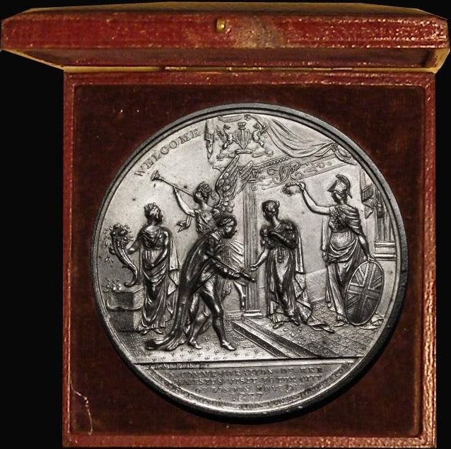 1837 Royal Visit to City of London 61mm white metal medal in box of issue E1303 BHM 1772