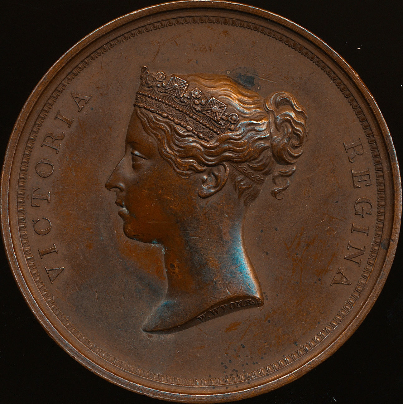 1837 Visit to the City of London 55mm copper medal by W Wyon BHM 1775 Eimer 1304