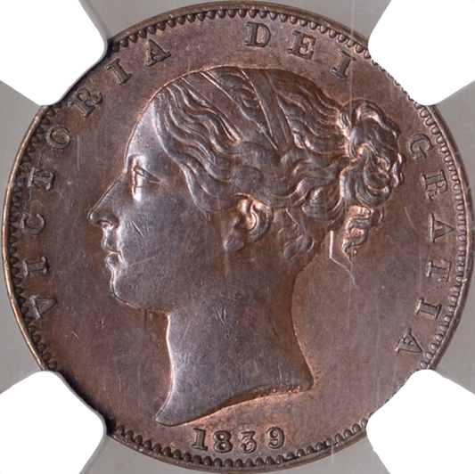 1839 Farthing S3950 BMC 1554 Colon after DEF UNC MS64BN