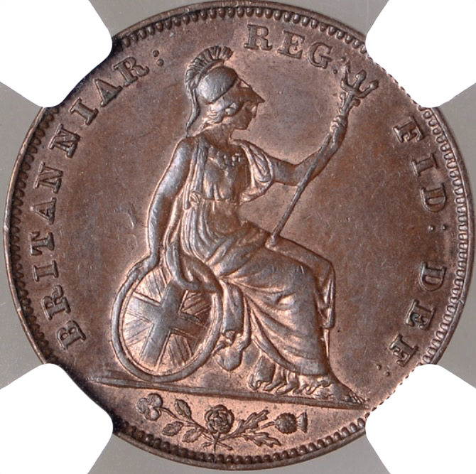1839 Farthing S3950 BMC 1554 Colon after DEF UNC MS64BN
