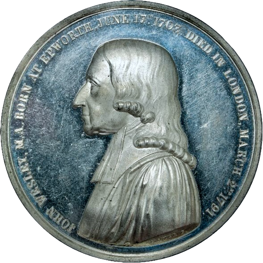 1839 Centenary of Wesleyan Methodism 65mm white metal medal BHM 1895 E 1329 Rare MS63DPL
