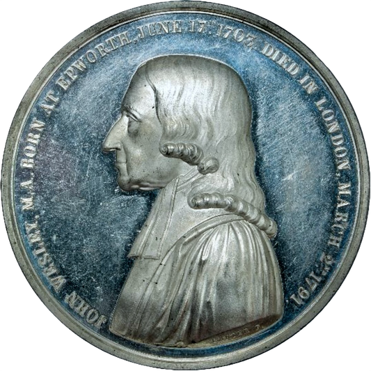 1839 Centenary of Wesleyan Methodism 65mm white metal medal BHM 1895 E 1329 Rare MS63DPL