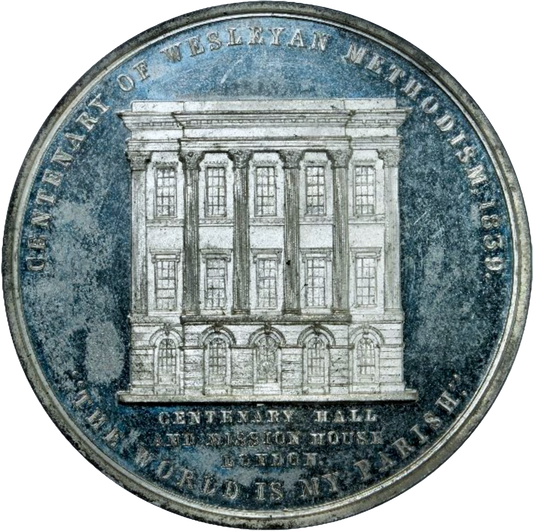 1839 Centenary of Wesleyan Methodism 65mm white metal medal BHM 1895 E 1329 Rare MS63DPL