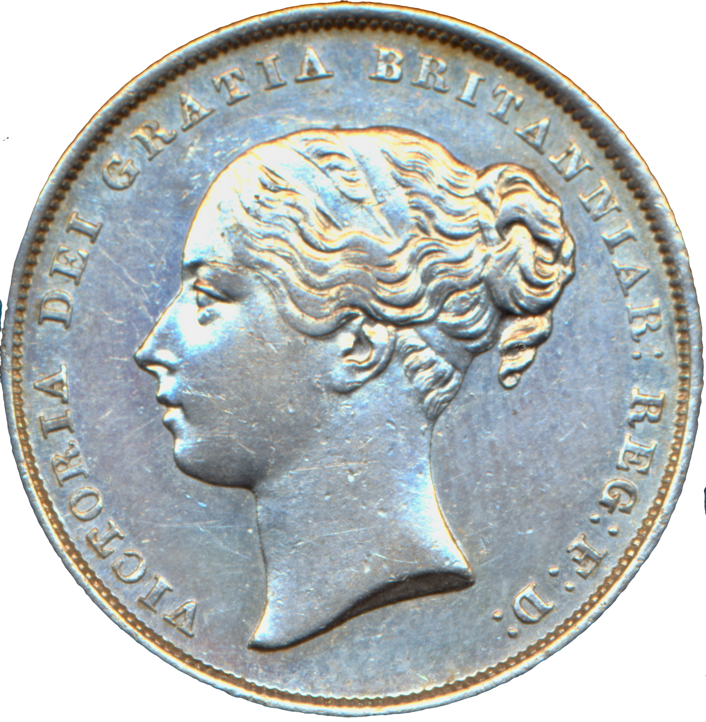 1841 Shilling Second young head S3904 ESC 2986 Rare UNC