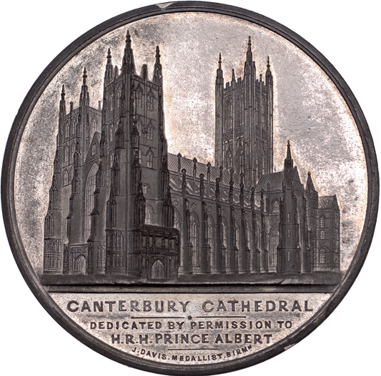 1841 Canterbury Cathedral 61mm white metal medal by J Davis BHM 2367