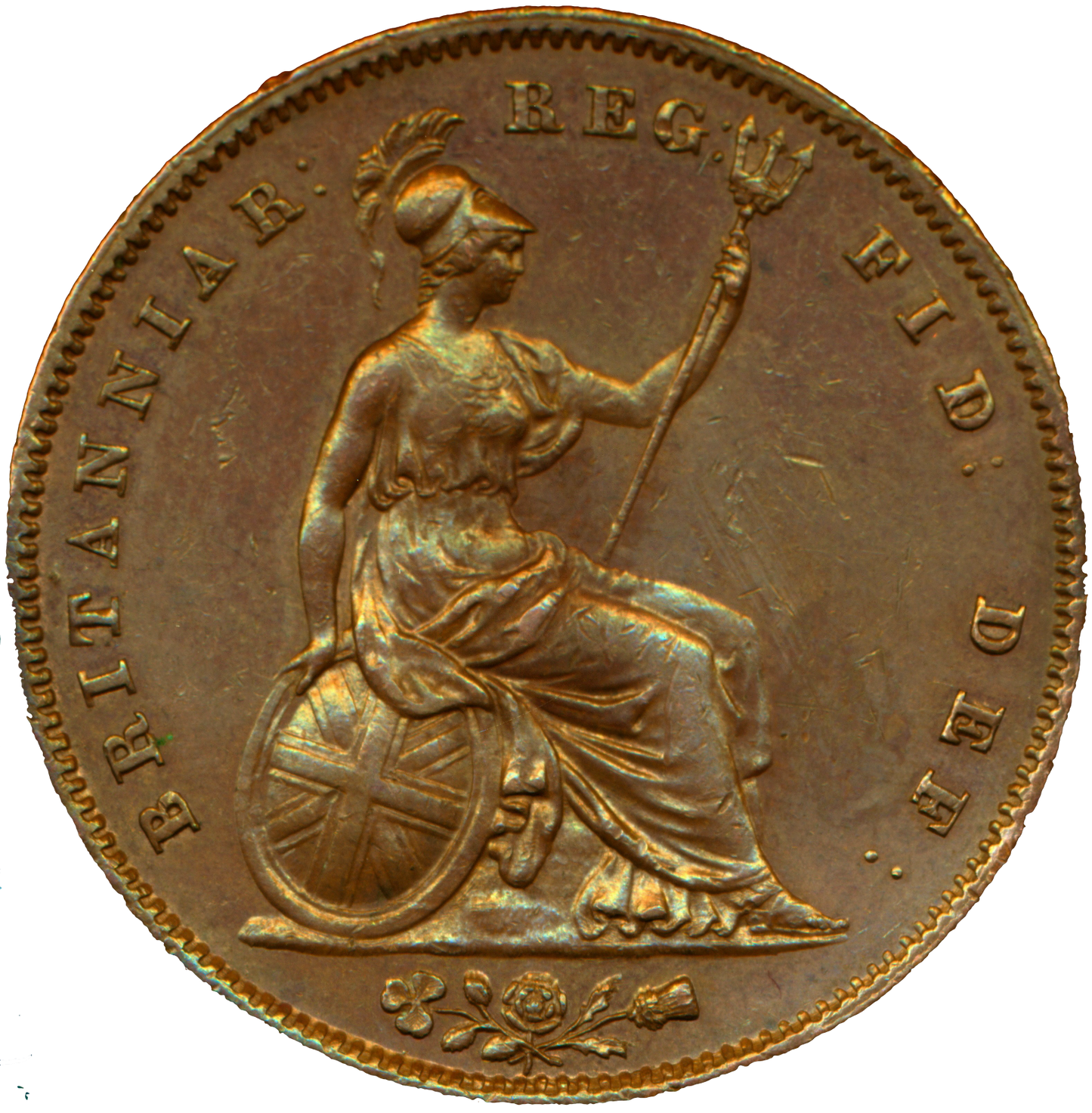 1844 Penny S3948 BMC 1487 Scarce EF/AUNC