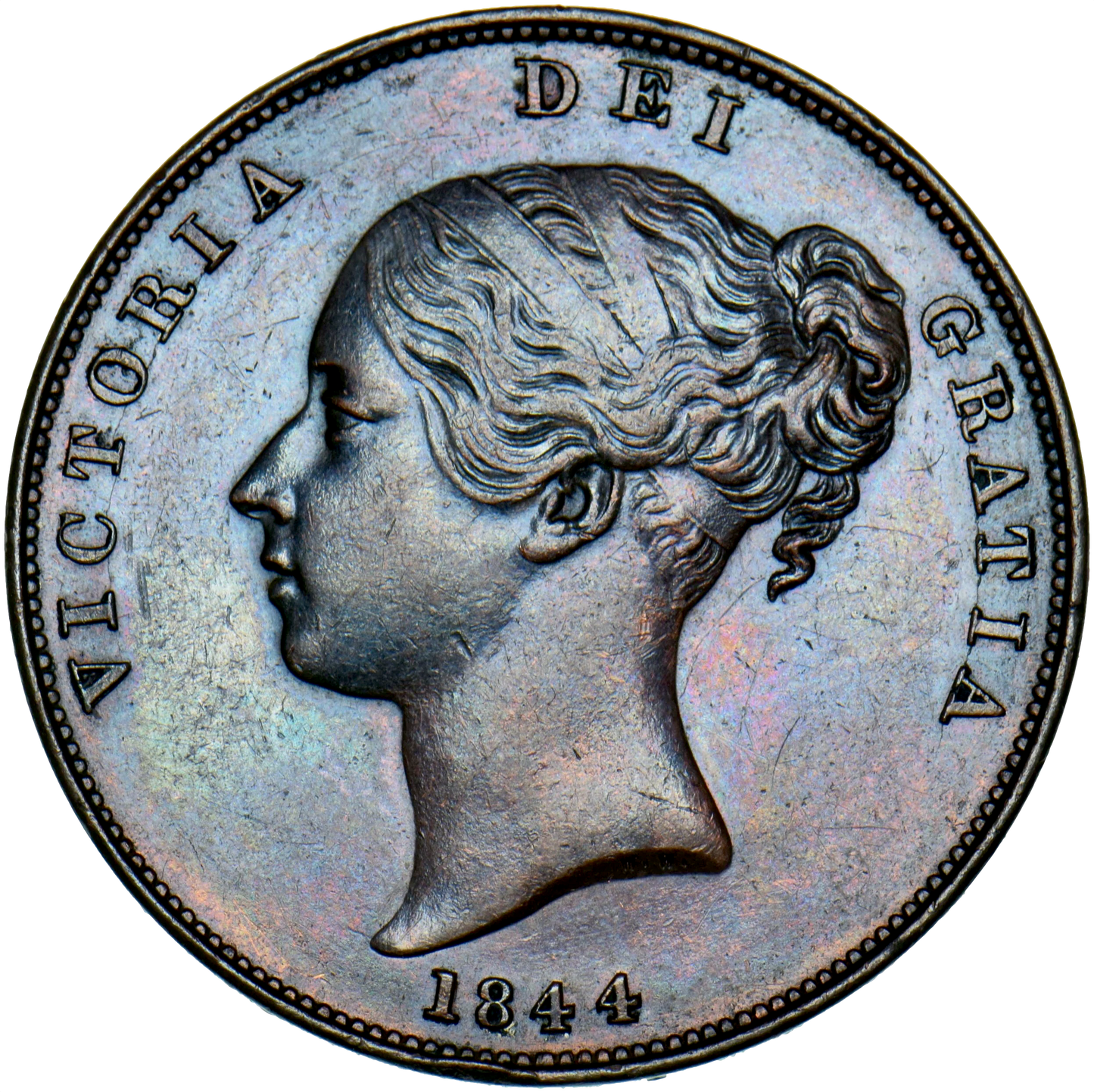 1844 Penny S3948 BMC 1487 Scarce AUNC