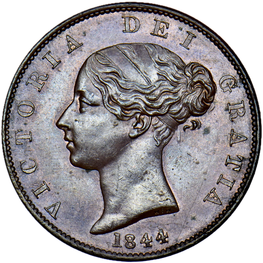 1844 Halfpenny S3949 BMC 1528 Scarce AUNC