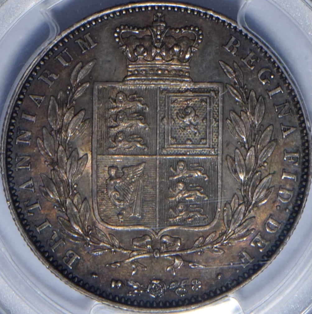 1844 Halfcrown S3888 ESC 2720 Serif 4 UNC MS61