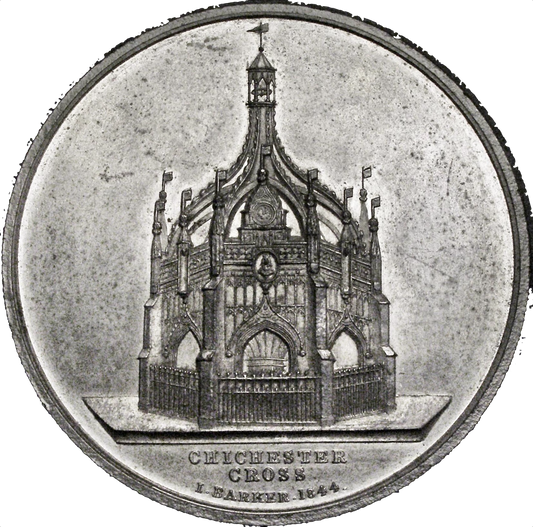 1844 Chichester Cathedral 60mm white metal medal by I Barker BHM 2164