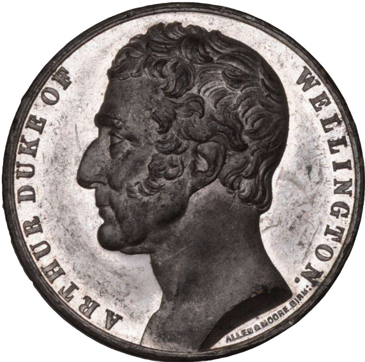 1844 Duke of Wellington, Equestrian statue 39mm white metal medal BHM 2191 E1387