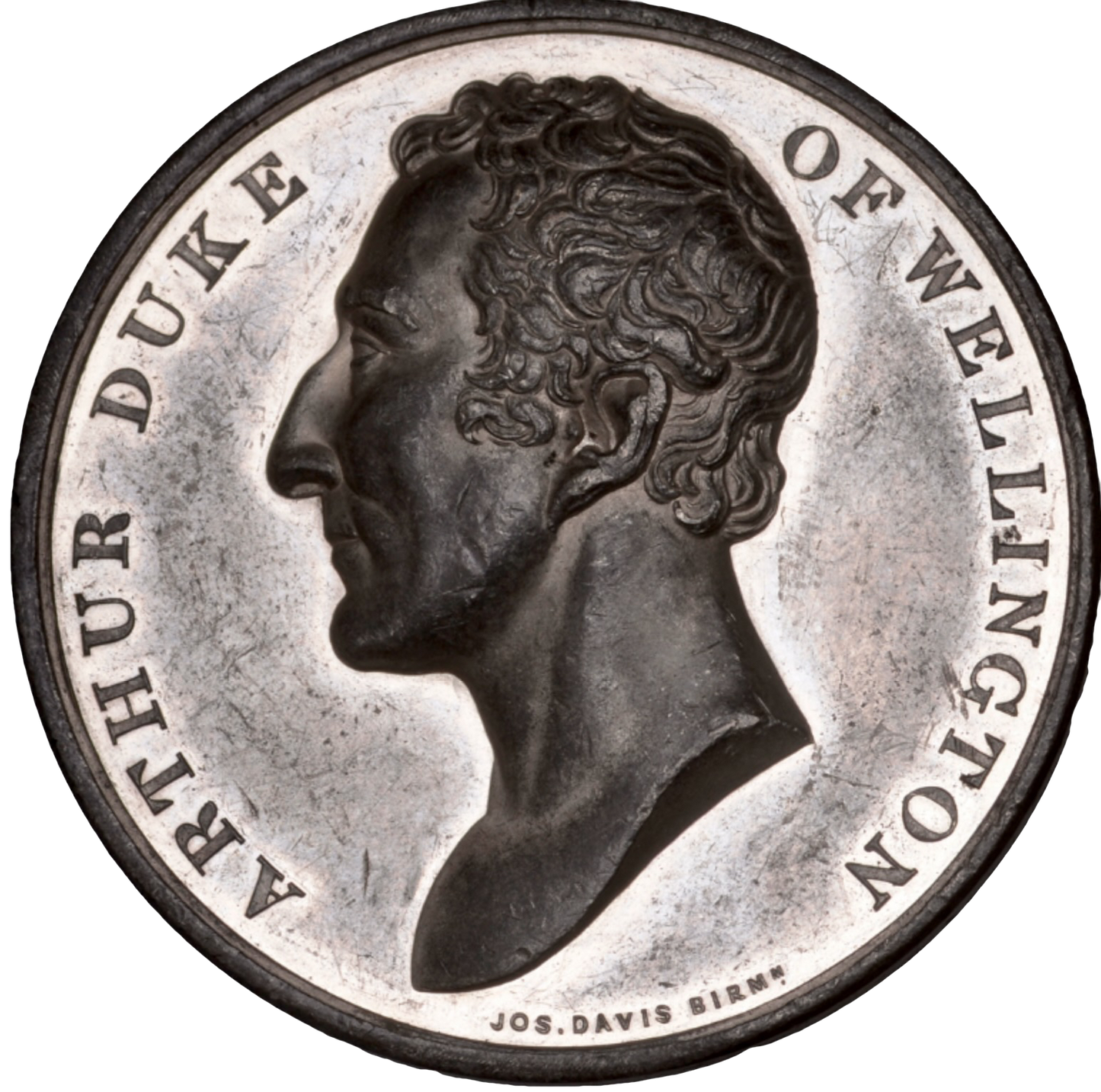 1844 Duke of Wellington, Equestrian statue 51mm white metal medal BHM 2195