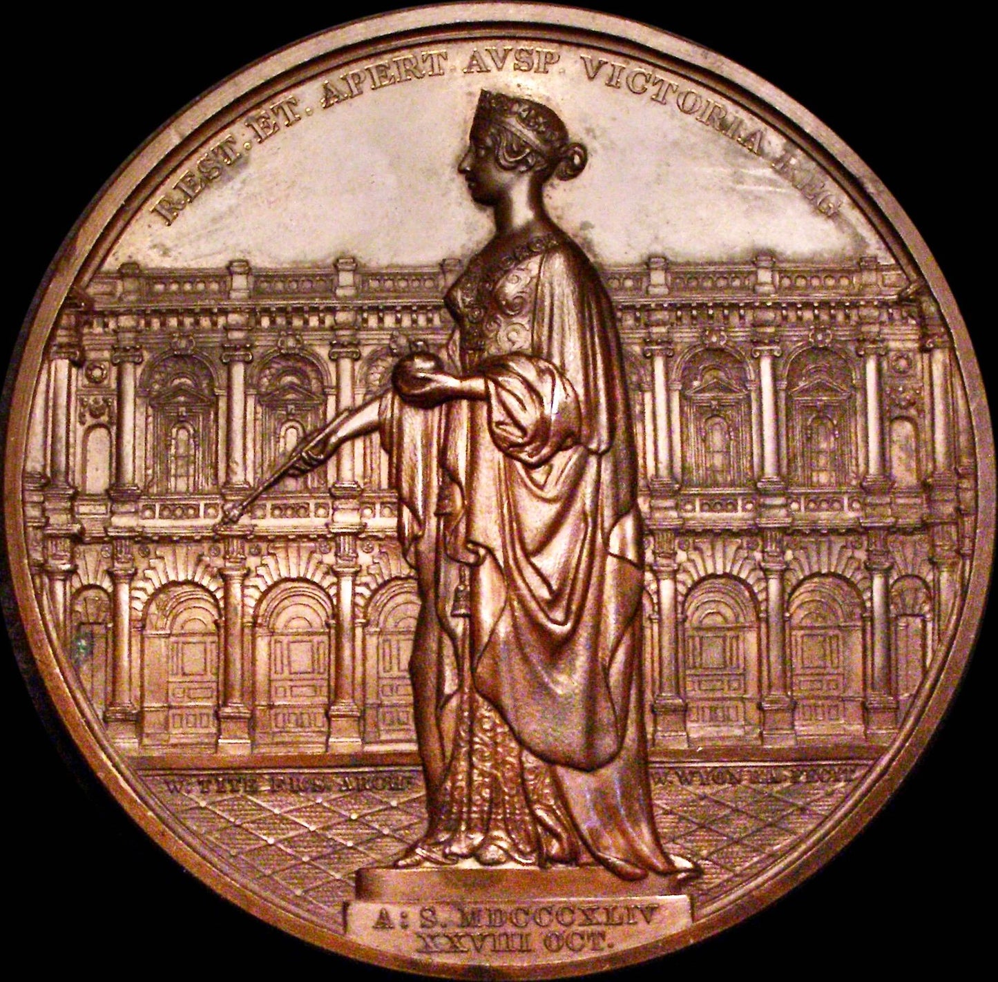 1844 Opening of the Royal Exchange 74mm copper medal BHM 2185 Eimer 1390