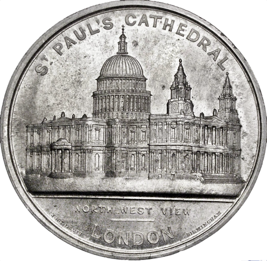 1842 St Pauls Cathedral 61mm white metal medal by J Davis BHM 2377/ BHM 2498