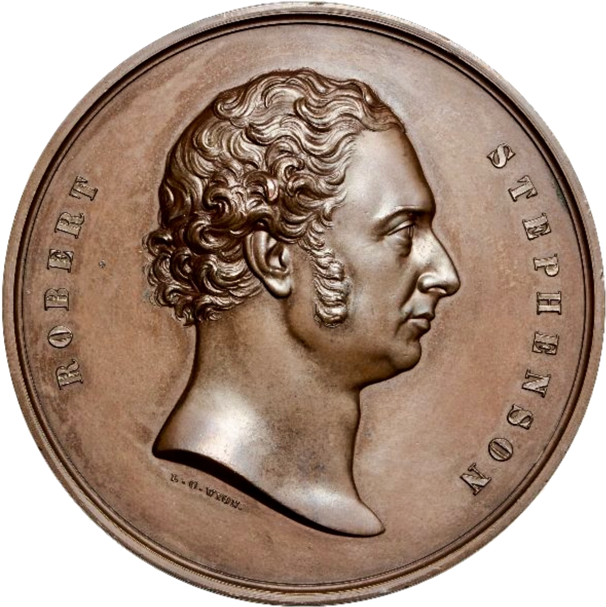 1850 Robert Stephenson and the Britannia Tubular Bridge 58mm copper medal in case BHM 2402 E1441