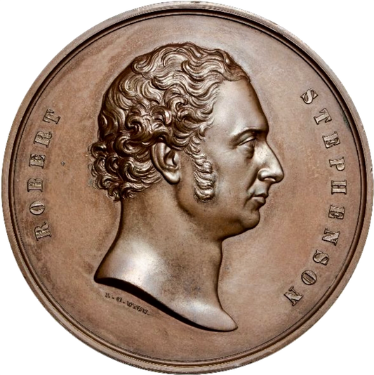 1850 Robert Stephenson and the Britannia Tubular Bridge 58mm copper medal in case BHM 2402 E1441