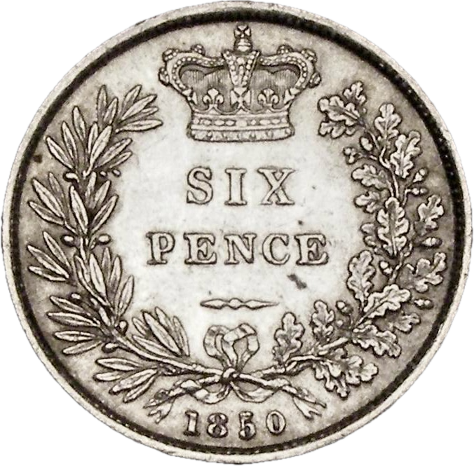 1850 Sixpence S3908 ESC 3185 Rare GVF