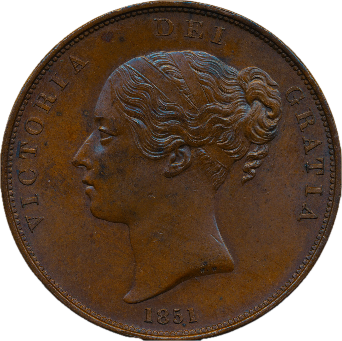 1851 Penny S3948 BMC 1499 Close colon Scarce GEF