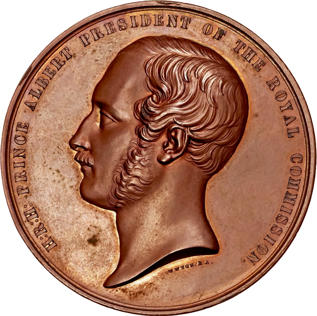 1851 Great Exhibition Exhibitor's copper 45mm medal by W Wyon in box of issue BHM 2463 E1459