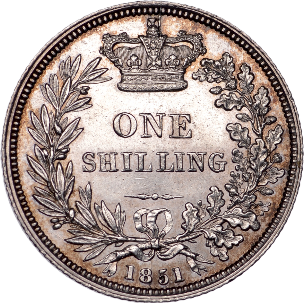 1851 Shilling Second young head S3904 ESC 2999 Very rare (R2) AUNC