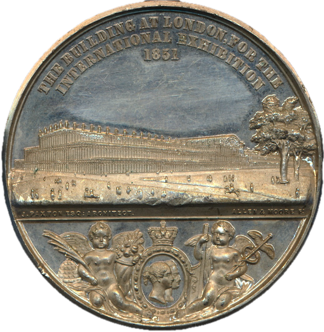 1851 Great Exhibition 45mm white metal medal by Allen & Moore BHM 2423