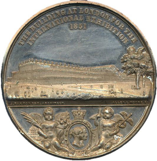 1851 Great Exhibition 45mm white metal medal by Allen & Moore BHM 2423