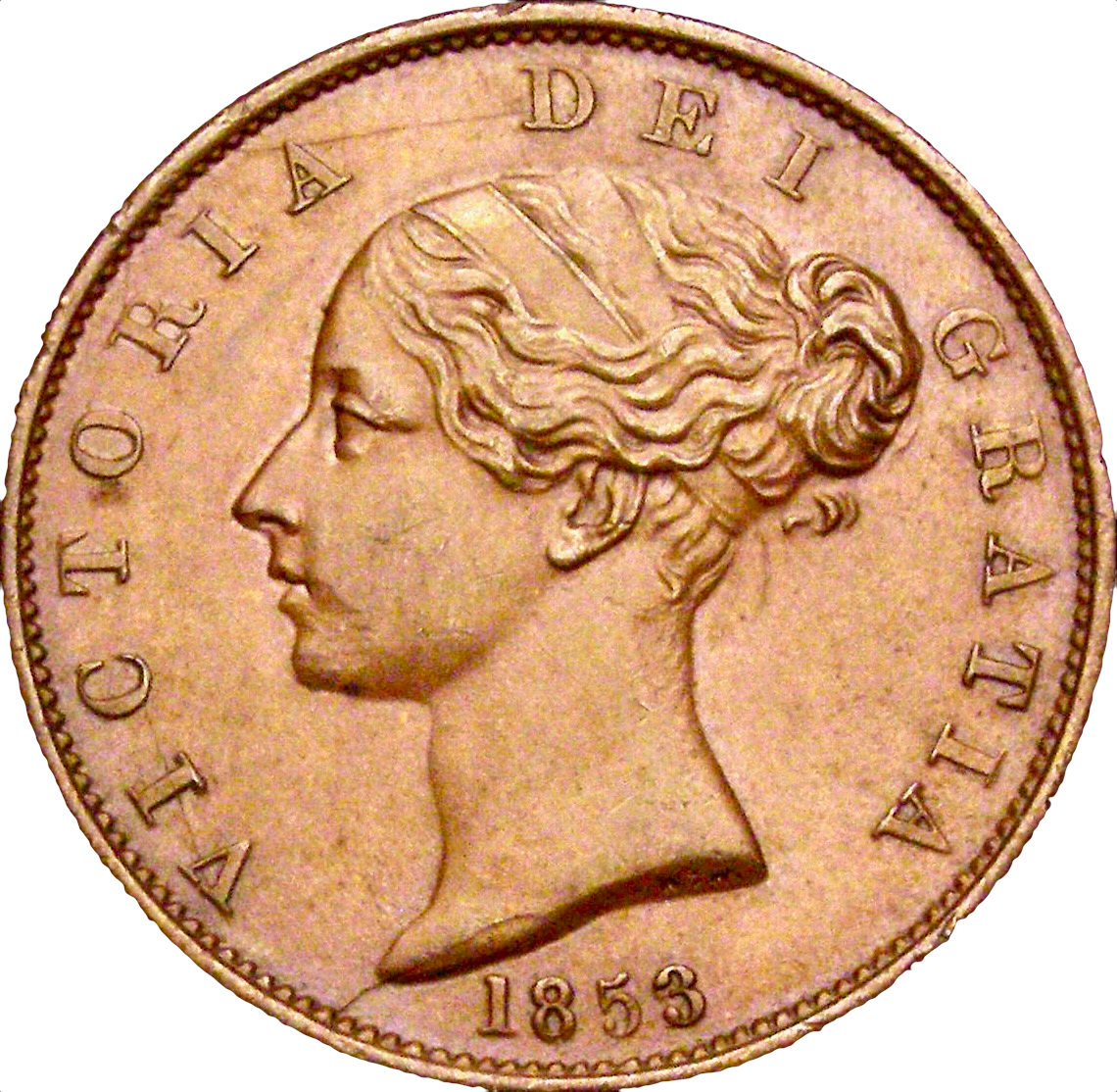 1853/2 Halfpenny S3949 BMC 1538 Very rare AUNC