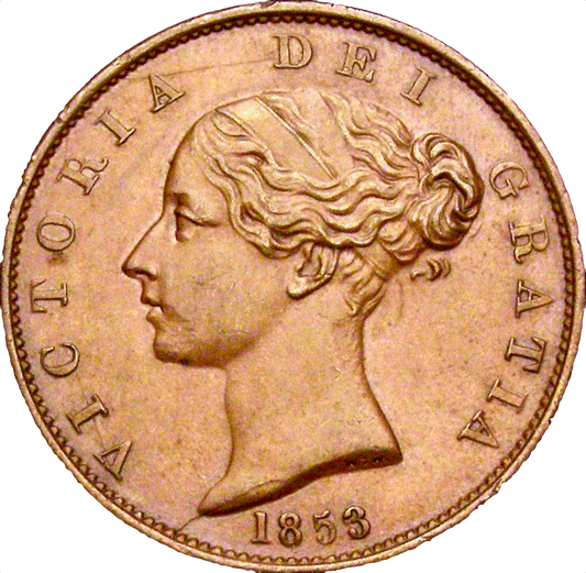 1853/2 Halfpenny S3949 BMC 1538 Very rare AUNC