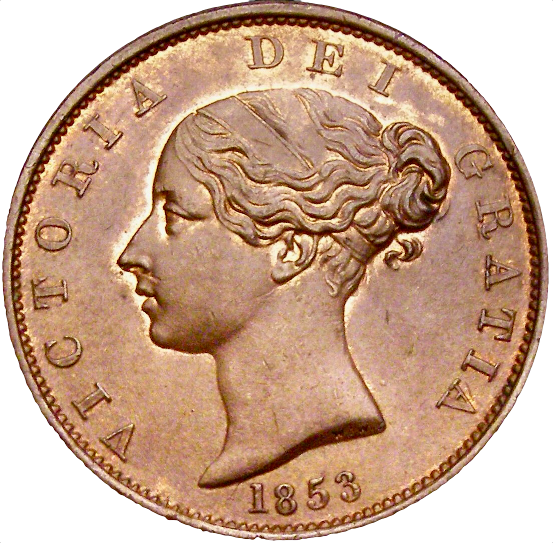 1853 Halfpenny S3949 BMC 1539 UNC