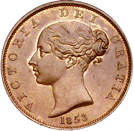 1853 Halfpenny S3949 BMC 1539 UNC