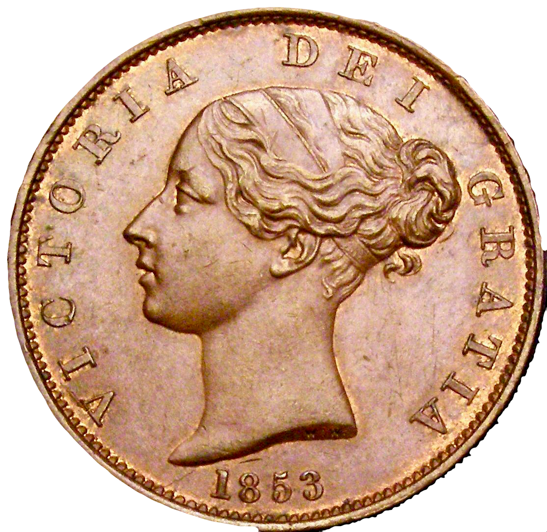 1853 Halfpenny S3949 BMC 1539 UNC