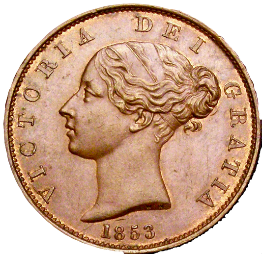 1853 Halfpenny S3949 BMC 1539 UNC