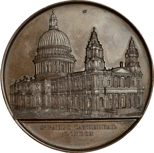 1853 St Pauls Cathedral 59mm copper medal by J Wiener BHM 2363 E1505