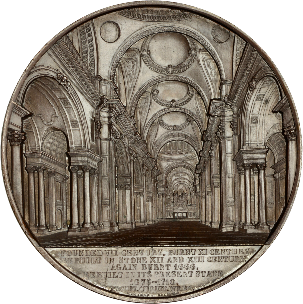 1853 St Pauls Cathedral 59mm copper medal by J Wiener BHM 2363 E1505