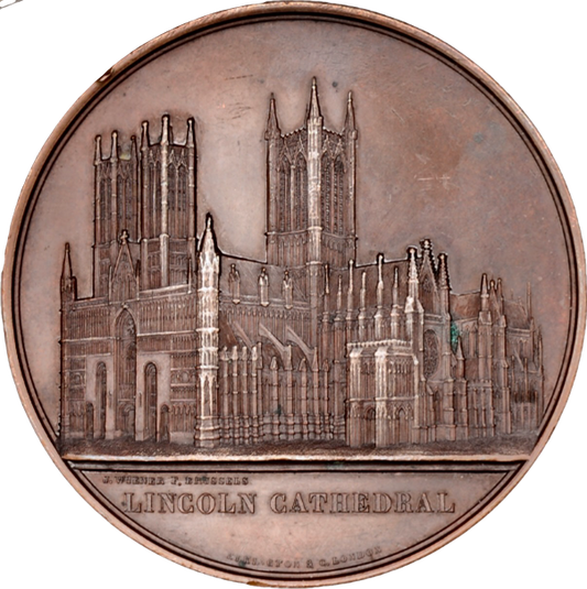 1855 Lincoln Cathedral 59mm copper medal by J Wiener BHM 2591 E1504
