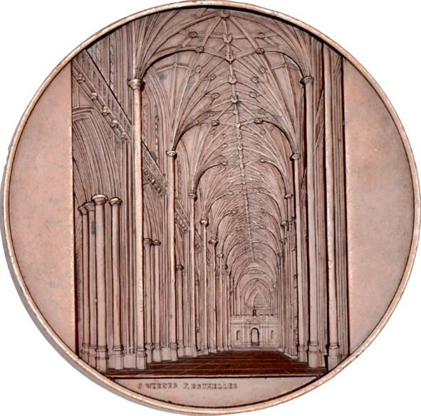 1855 Winchester Cathedral 59mm copper medal by J Wiener BHM 2593 E1507