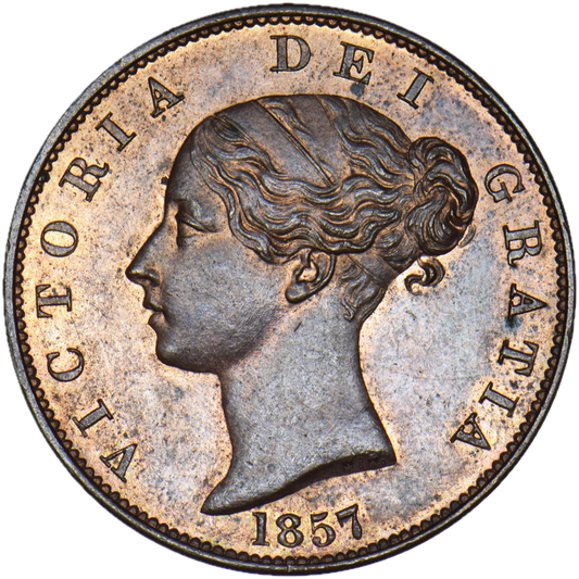 1857 Halfpenny S3949 BMC 1545 With incuse dots UNC