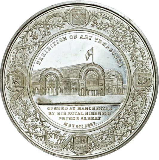 1857 Exhibition of Art Treasures, Manchester 63mm white metal by Pinches BHM 2605 E1513a